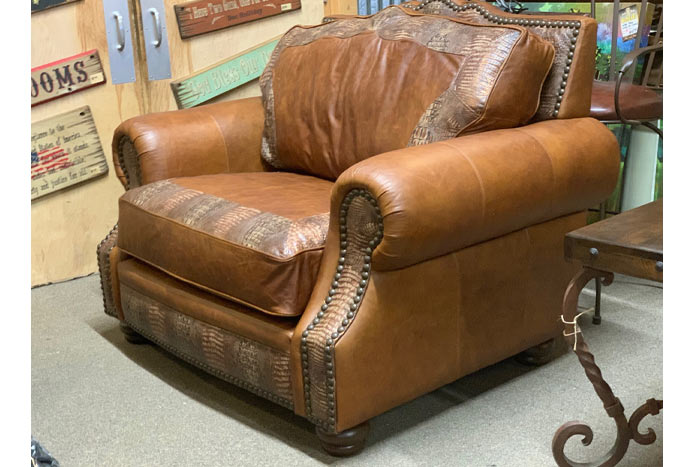 caramel leather lounge chair