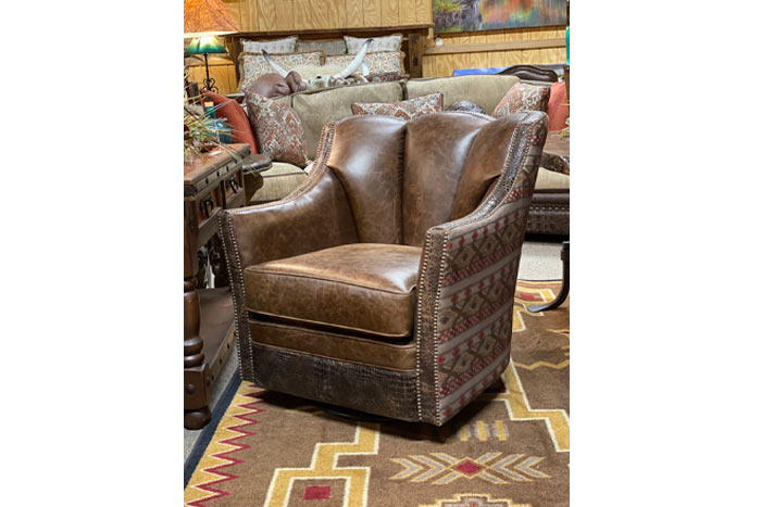 fluted leather swivel chair