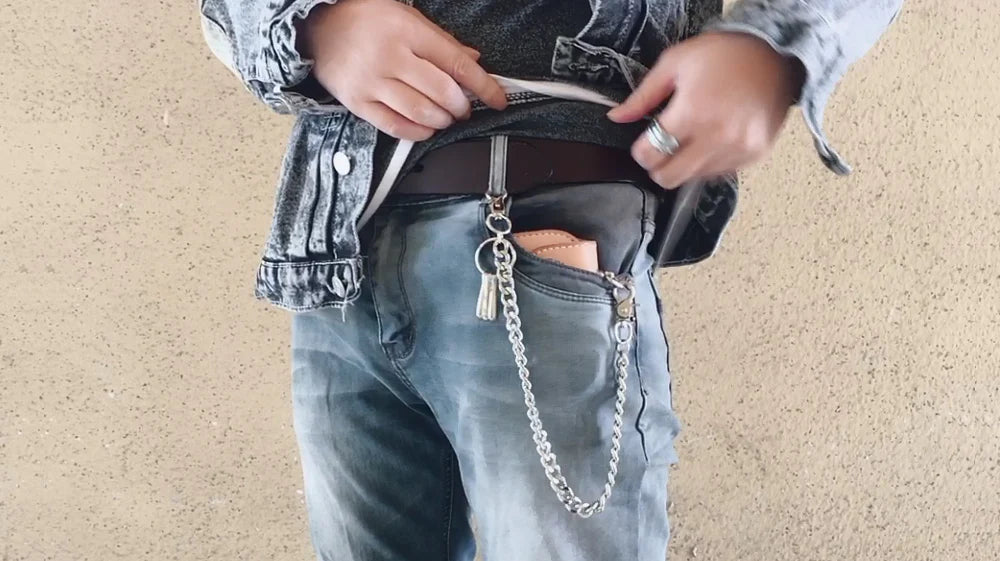 How do you wear a wallet chain without belt loops?
