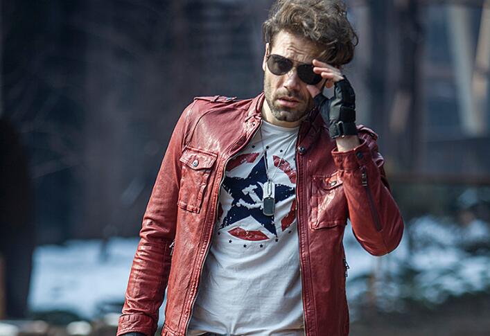 red men leather jacket biker jewelry