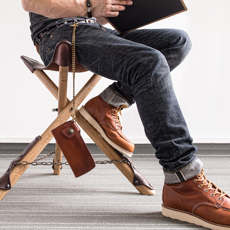 brown leather biker wallet for men