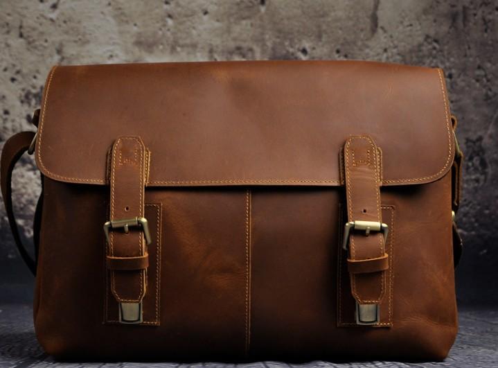 Cool Vintage Brown Leather Mens Side Bag Messenger Bag Shoulder Bag fo ...