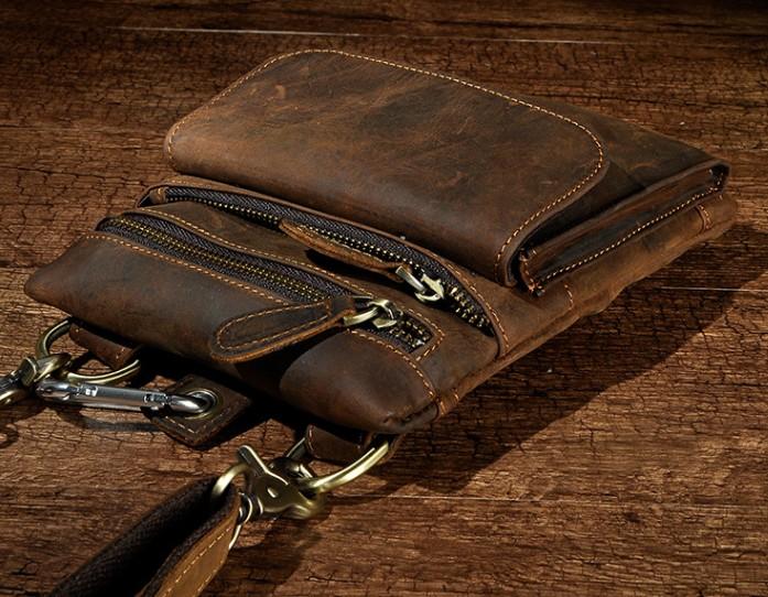 Vintage Mens Leather Belt Pouch Holster Side Bag Belt Case Waist Pouch ...