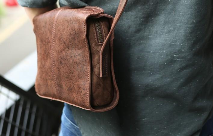 Cool Leather Mens Small Messenger Bag Shoulder Bag for men – iChainWallets
