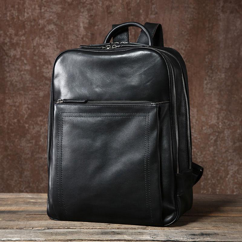 Genuine Leather Mens Cool Backpack Large Travel Bag Hiking Bag for Men ...
