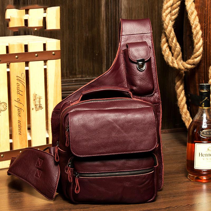 Leather Mens Cool Sling Bag Crossbody Bag Chest Bag for men – iChainWallets