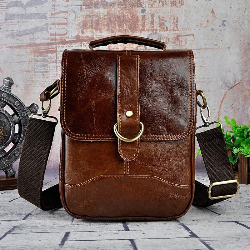 Cool Vintage Leather Mens Small Side Bag Messenger Bag Shoulder Bags f ...