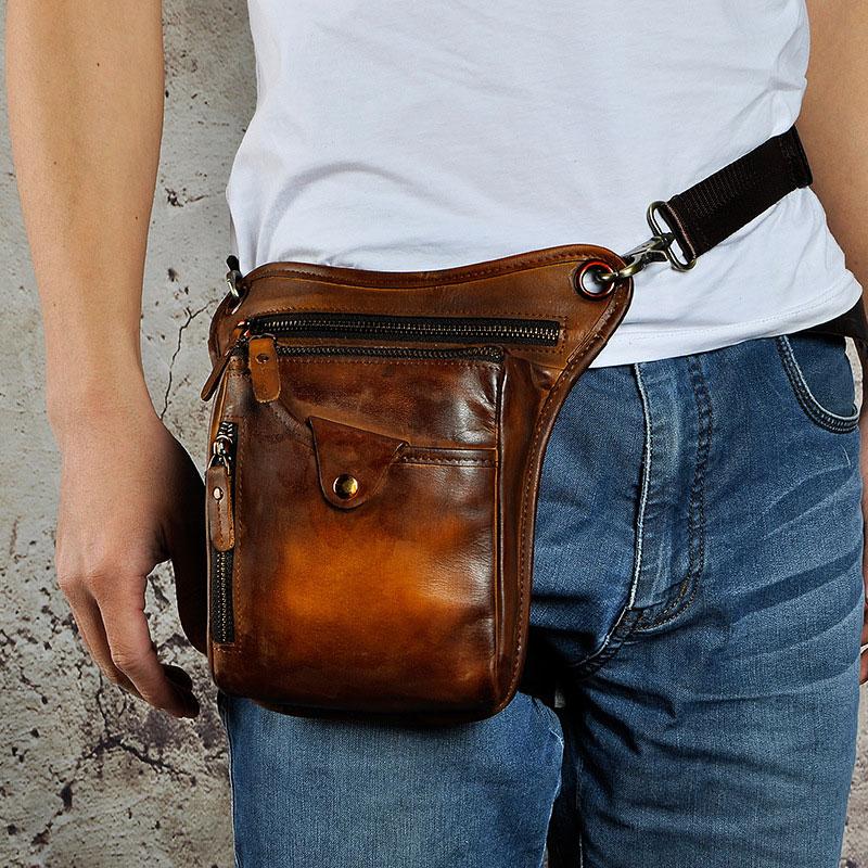 Cool Leather Biker Drop Leg Bag Mens Belt Pouch Waist Bag Shoulder Bag ...