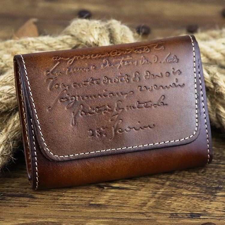 Vintage Women Men Leather Card Wallet Coin Purse Organ Coin Pouch Chan ...