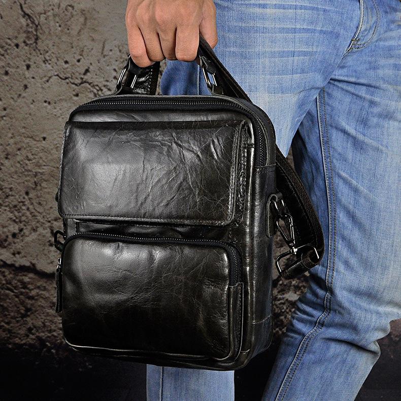 Cool Oiled LEATHER MENS Small Side Bag Small SHOULDER BAG HANDBAGS FOR ...