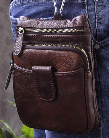 Vintage Leather Belt Pouches Cell Phone Holster Brown BELT BAG Small S ...