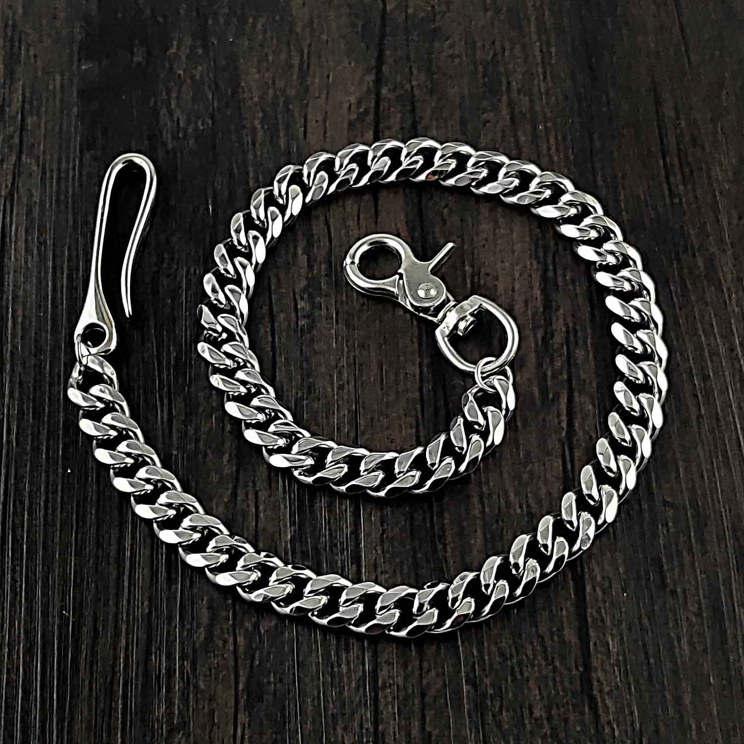 19'' SOLID STAINLESS STEEL BIKER SILVER WALLET CHAIN Sliver LONG PANTS ...