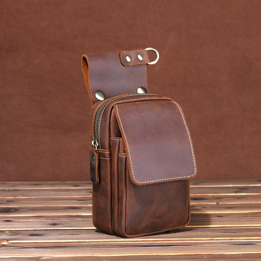 Brown Leather Cell Phone HOLSTER Mens Belt Pouches Waist Bags BELT BAG ...