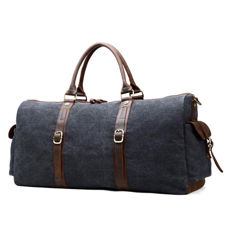 Mens Waxed Canvas Leather Large Weekender Bags Canvas Travel Bag for M ...