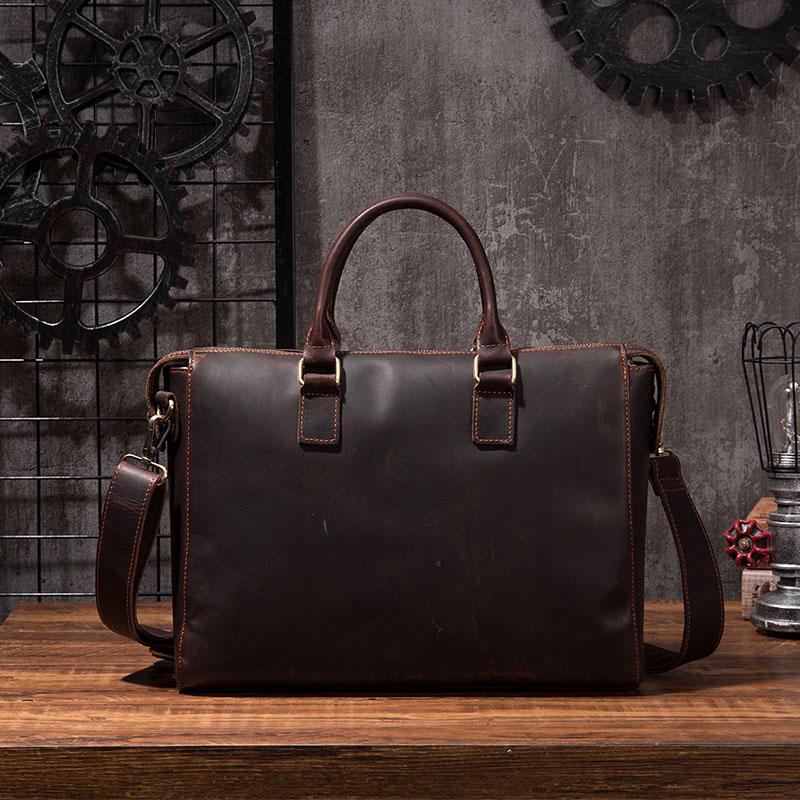 Cool Coffee Leather Mens Briefcase 15inch Laptop Bag Work Handbag Busi ...