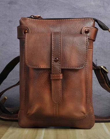 Cool Leather Mens Small Belt Bag Belt Pouch Waist Bag Mini Side Bag Fo ...