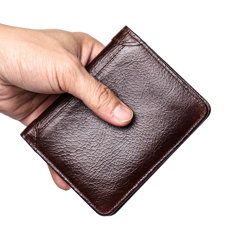 Simple Black Leather Men's Bifold Small Wallet Front Pocket billfold W ...