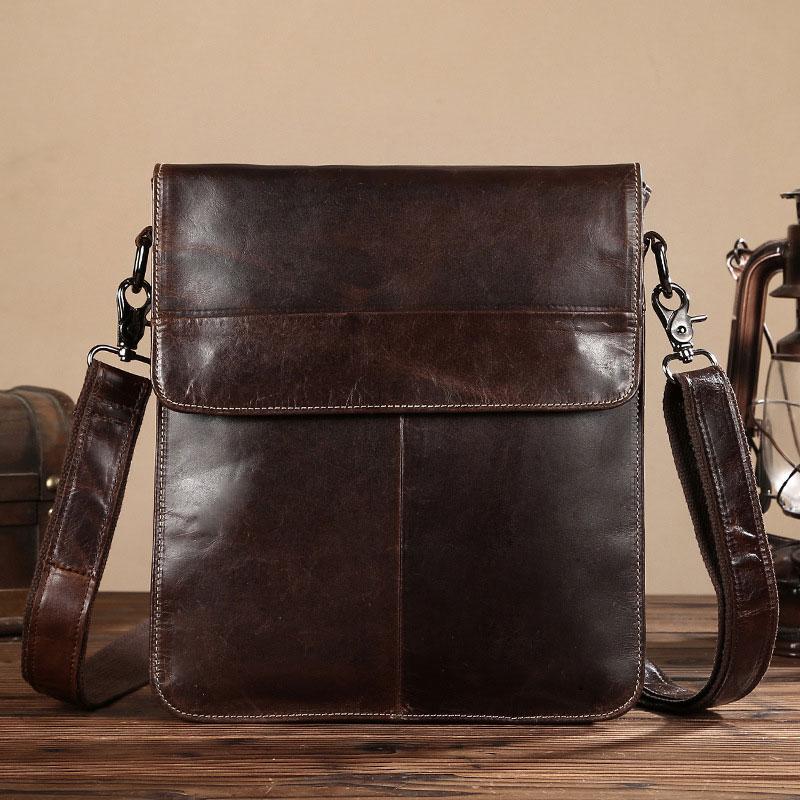 Coffee Small Square Leather Mens Side 