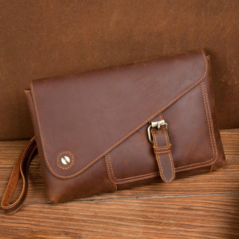 Brown Vintage Mens long Wallet Large Wristlet Wallet Cool Clutch Walle ...