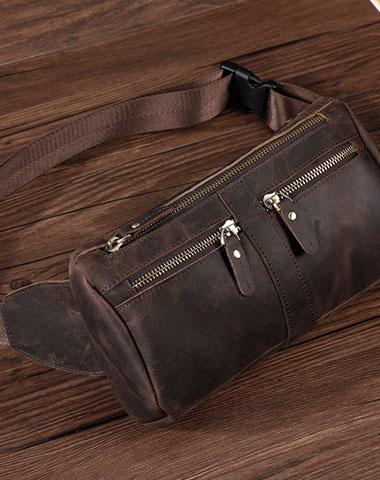 COOL Dark Brown LEATHER MENS FANNY PACK BUMBAG WAIST BAG FOR MEN ...