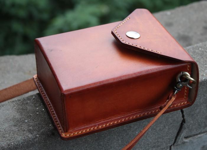 Handmade Leather Mens Box Bag Small Shoulder Bag Messenger Bag for Men ...