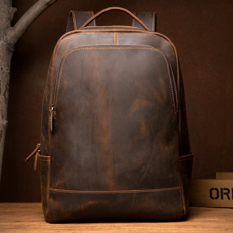 leather computer backpack mens