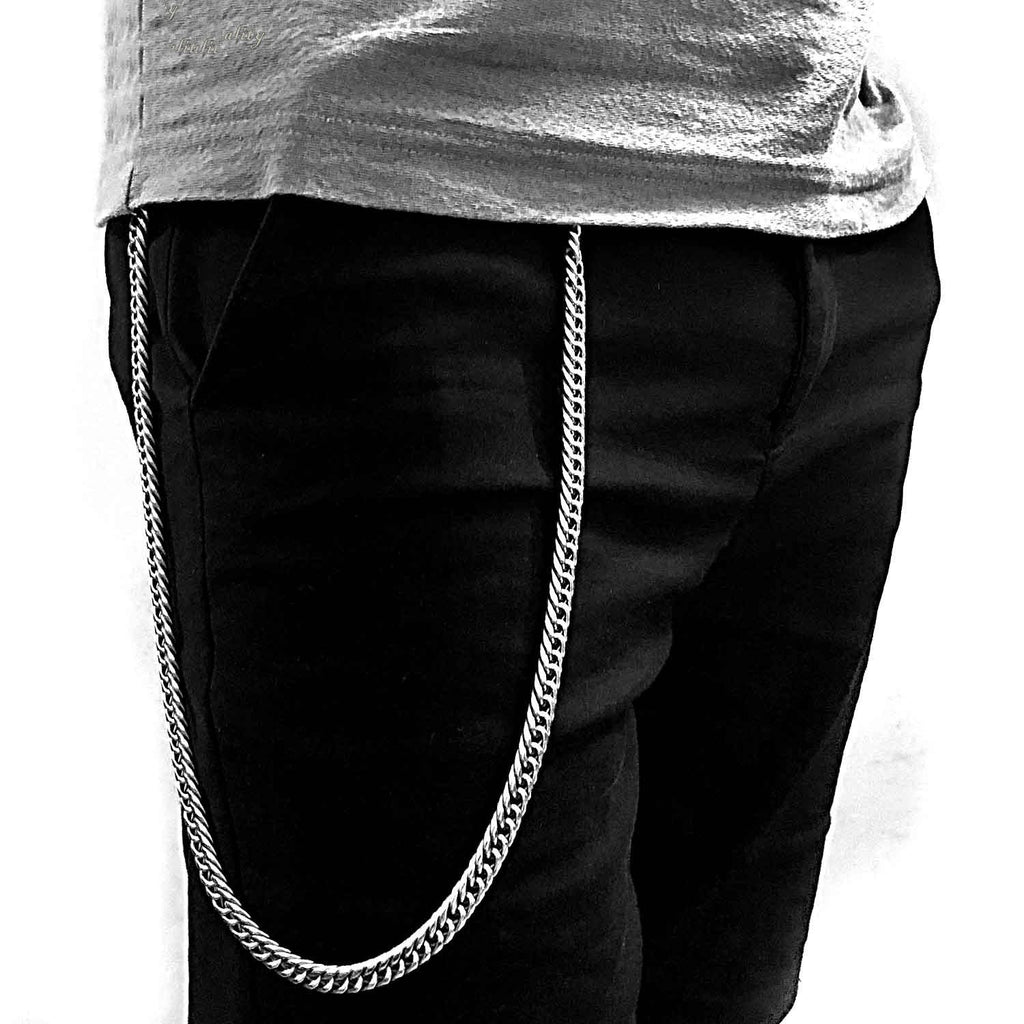 SOLID STAINLESS STEEL Mens BIKER WALLET CHAIN LONG PANTS CHAIN Jeans C ...