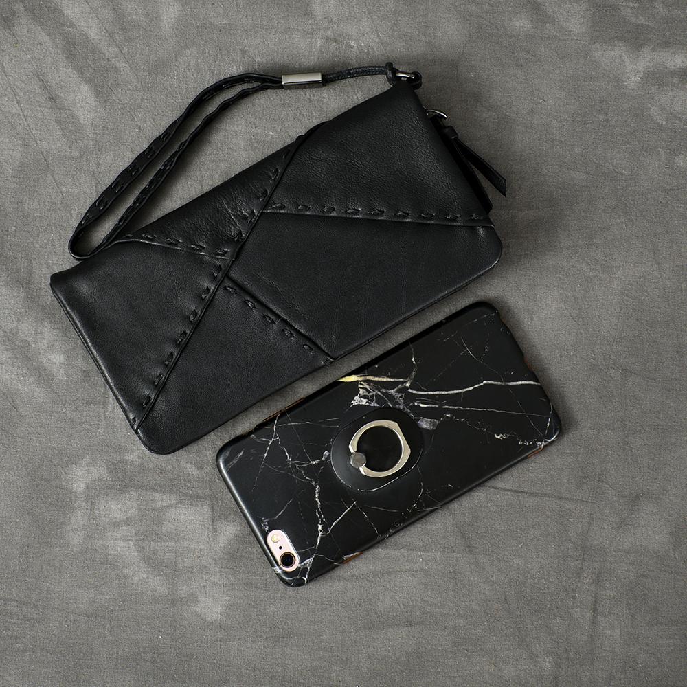 Black Leather Mens Women&#39;s Business Clutch Bag Long Wallet For Men – iChainWallets