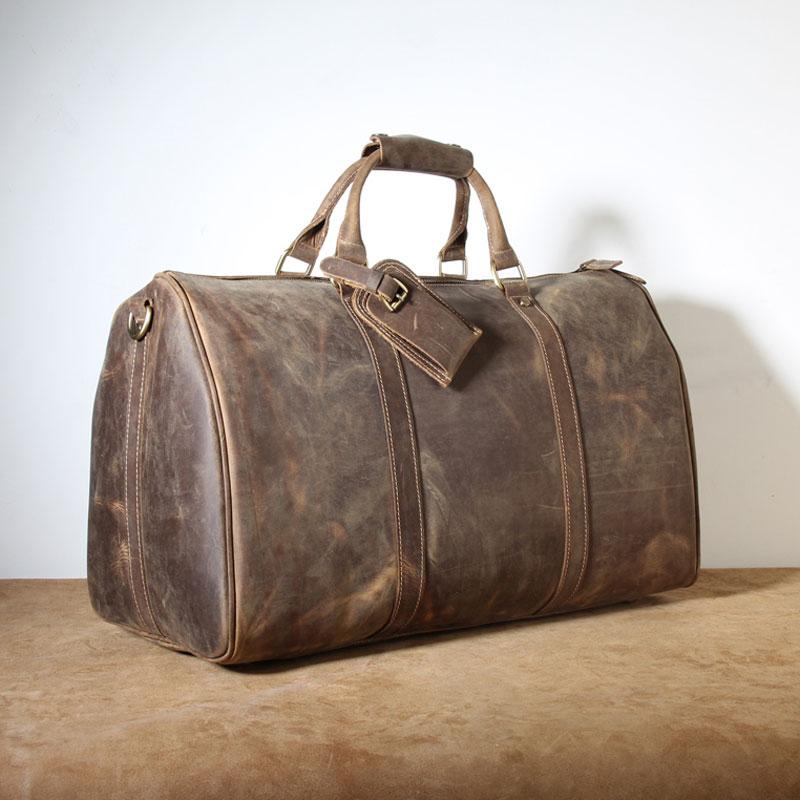 Genuine Leather Mens Cool Weekender Bag Travel Bag Duffle Bags Overnig – iChainWallets