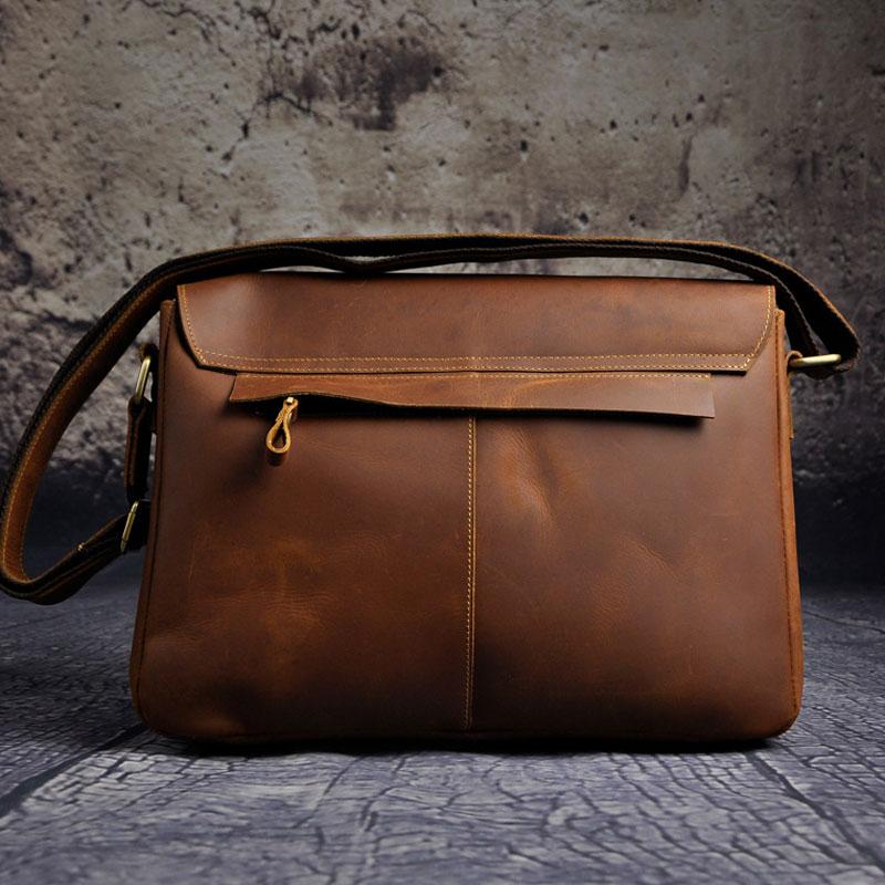 Cool Vintage Brown Leather Mens Side Bag Messenger Bag Shoulder Bag fo ...