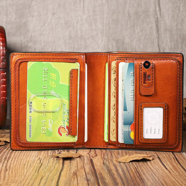 Brown Leather Mens Cool billfold Leather Wallet Men Small Bifold Walle ...