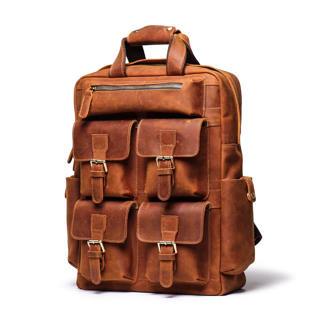 leather college backpack