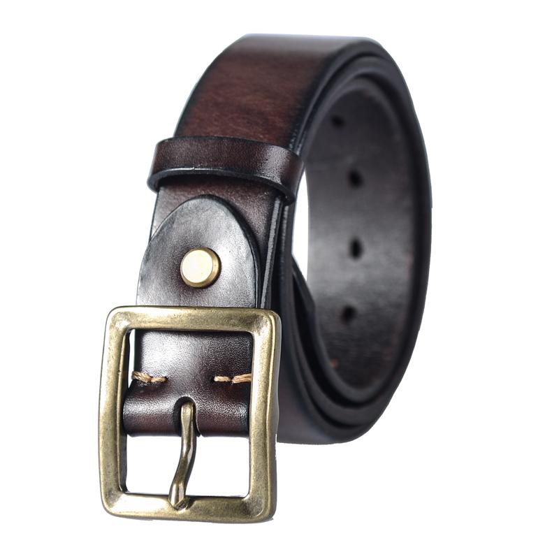 Casual Handmade Leather Simple Leather Belts Mens Black Belts Men Brow ...
