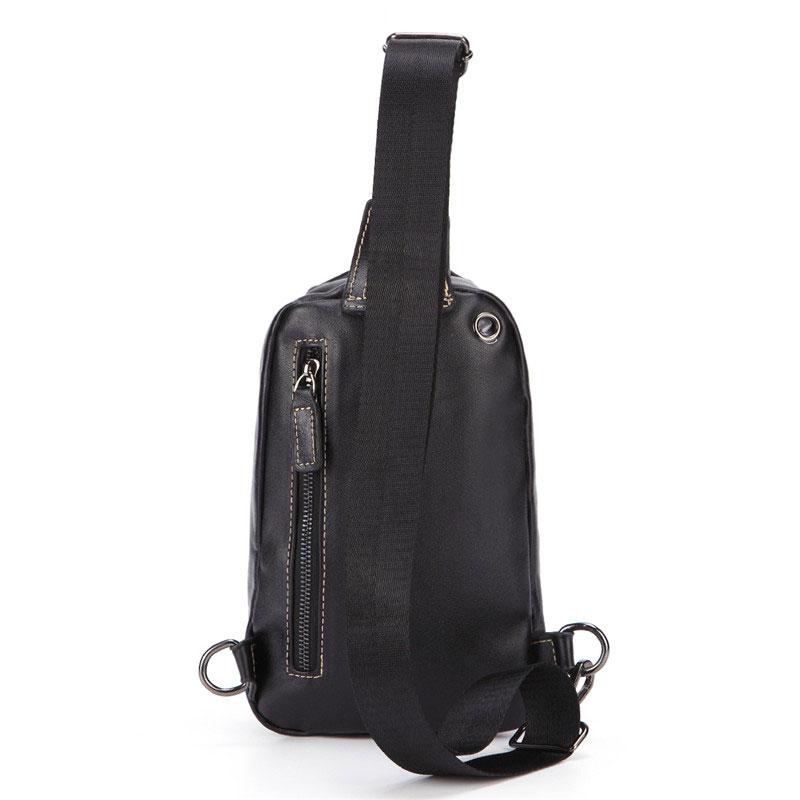 Cool Black Leather Chest Bag Sling Bag Crossbody Sling Bag Hiking Slin ...