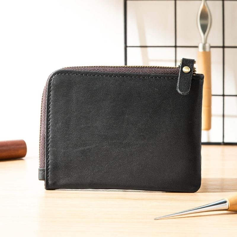 Black Soft Leather Mens Small Wallet Brown Coin Wallet Front Pocket Wa – iChainWallets