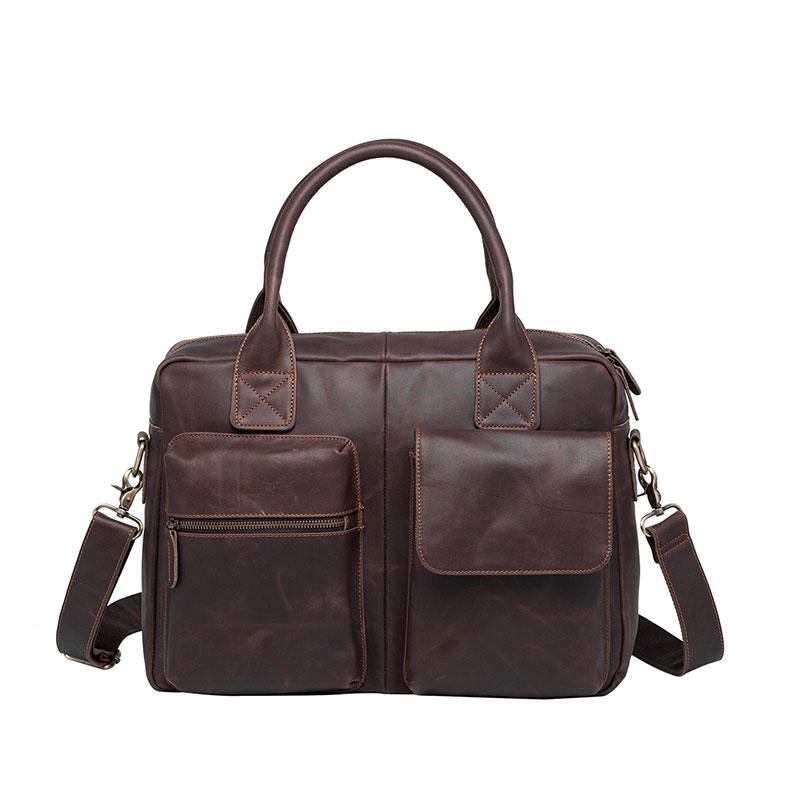 Cool Coffee Leather Mens Briefcase Work Handbag 15inch Laptop Bag Busi ...