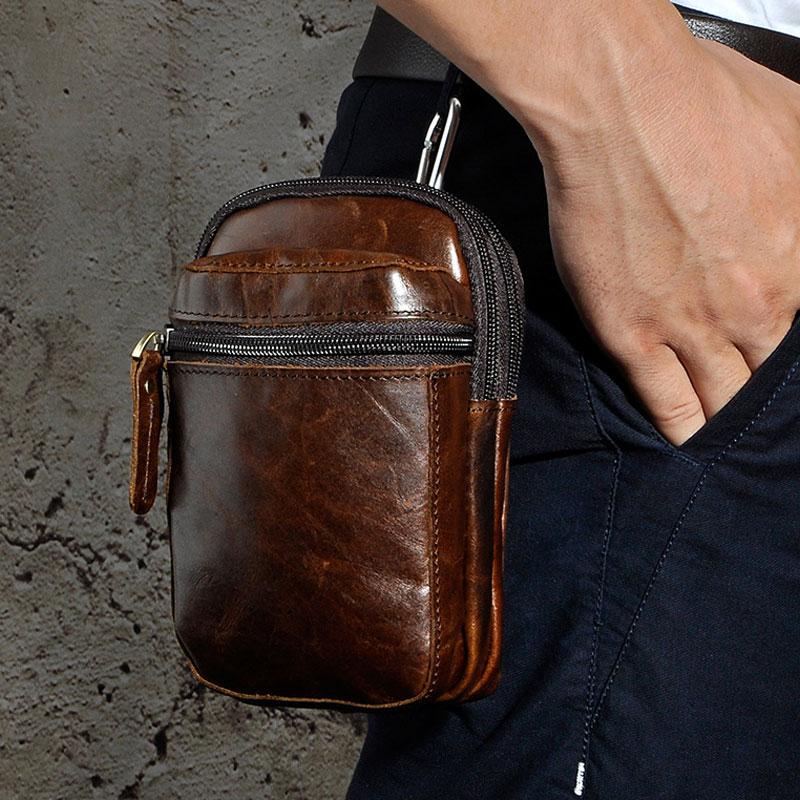 Mens Small Leather Belt Pouch Holster Belt Case Cell Phone Waist Pouch ...