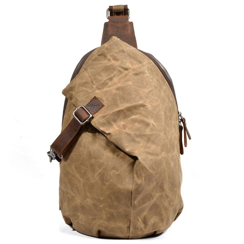 Cool Waxed Canvas Mens Sling Bag Chest Bag One Shoulder Packs for men ...