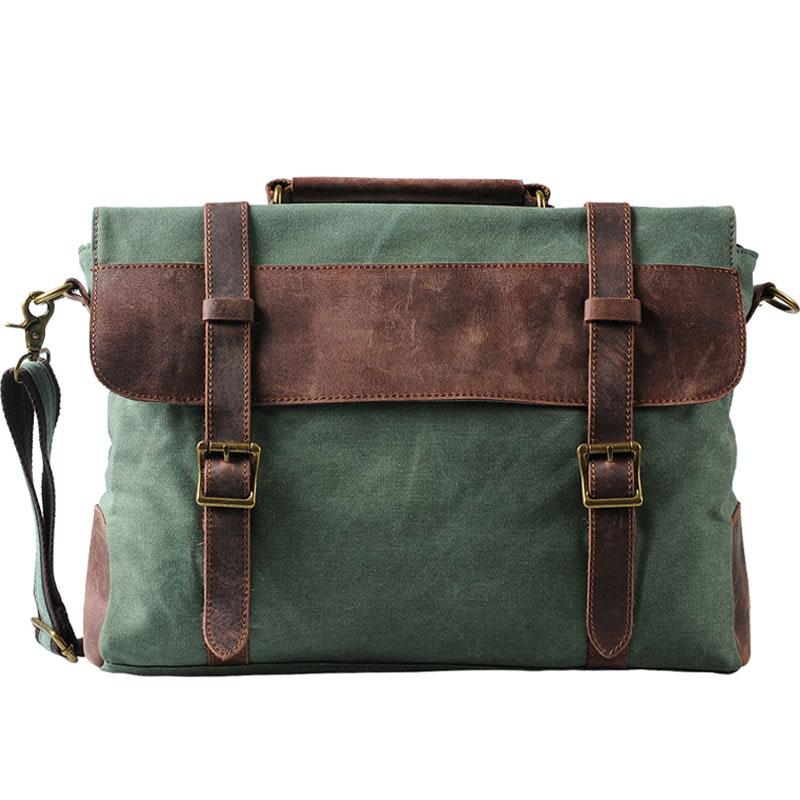 Mens Canvas Leather Cool Side Bag Messenger Bag Canvas Handbag for Men ...