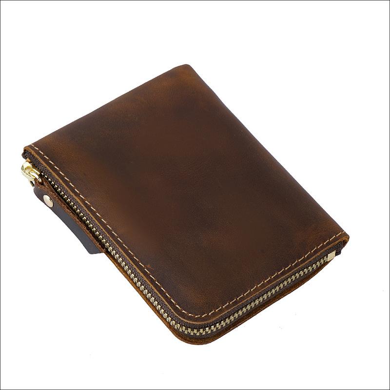 Leather Small Mens Wallet Zipper billfold Front Pocket Wallet Card Wal ...
