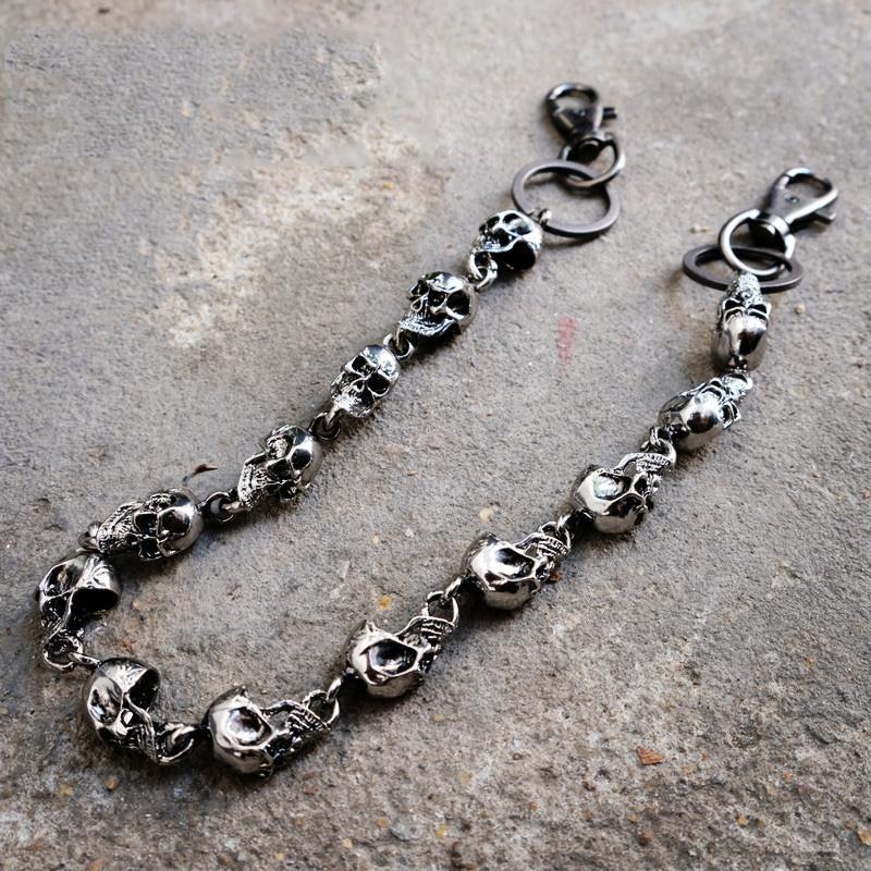 Badass Silver Skull Pants Chain Mens Biker Wallet Chain Wallet Chain F ...