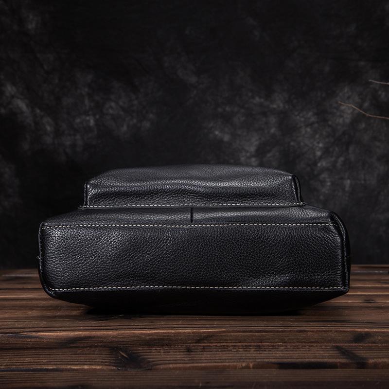 Black Leather Mens Vertical Work Bag Handbag Vertical Black Small Brie ...