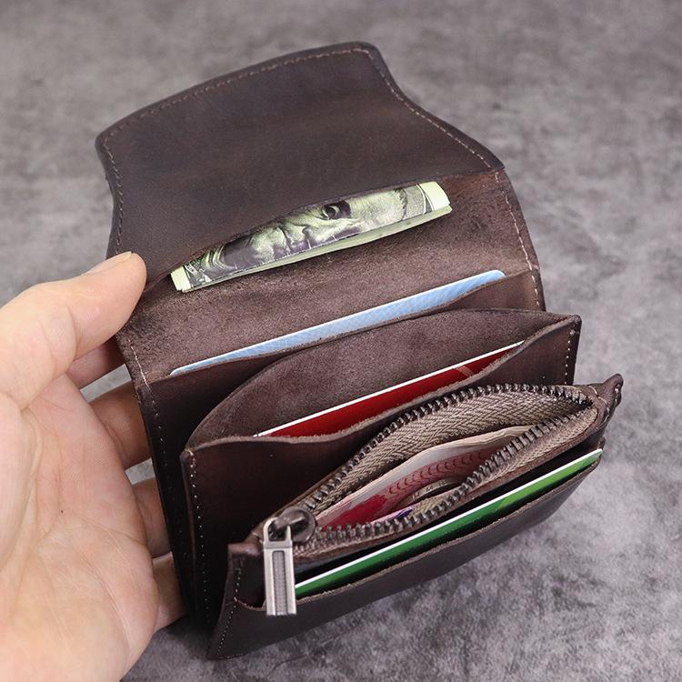 Brown Leather Men Card Holder Wallet Leather Card Holder Slim Wallet w ...