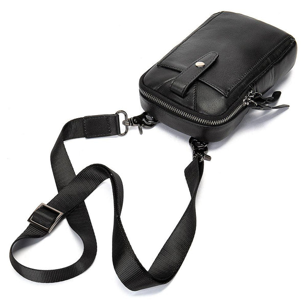 Cool Black Leather Men's Cell Phone Holster Mini Side Bag Belt Pouch F ...