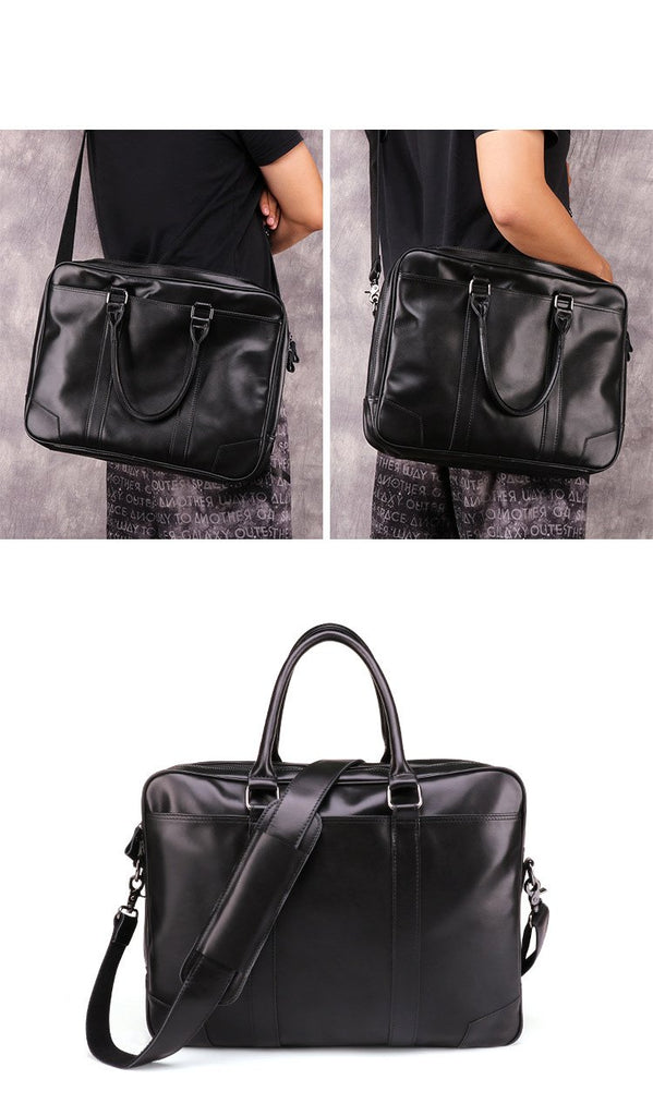 mens black leather work bag