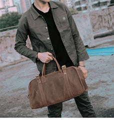 Black Leather Mens Casual Large Travel Bags Shoulder Weekender Bags Br – iChainWallets