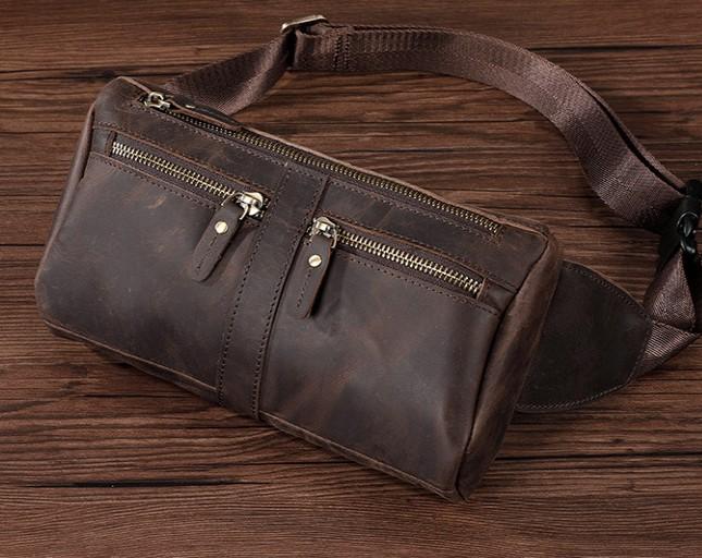 COOL Dark Brown LEATHER MENS FANNY PACK BUMBAG WAIST BAG FOR MEN ...