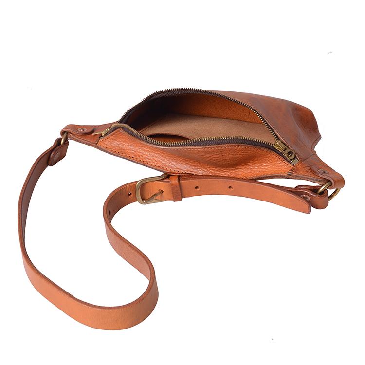 Cool Light Brown Leather Men Chest Bag Waist Bag Tan Fanny Pack Hip Ba ...