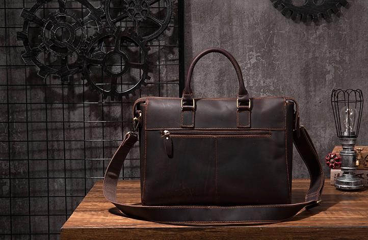 Cool Coffee Leather Mens Briefcase 15inch Laptop Bag Work Handbag Busi ...