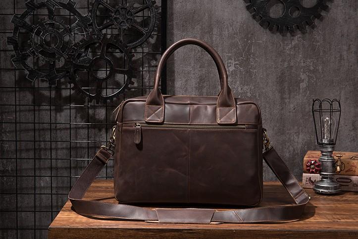 Cool Coffee Leather Mens Briefcase Work Handbag 15inch Laptop Bag Busi ...